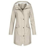 Kišna jakna Žene Solidne boje dugih rukava s kapuljačom Vodootporni vjetar plus veličina Trenchcoat