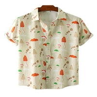 WRCNOTE MENI Cvjetni tipka za ispis dolje majica rever vrat Bluza s kratkim rukavima Ljetna plaža Havajski