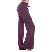 Ersazi ženske hlače ženska modna modna struka ravna dugmeta za širine hlače za noge čvrsto ležerne prilike