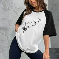 Bigersell ženski vrhovi ženska modna tiskana okrugla vrata Udobna labava majica kratki rukav bluza Ležerne