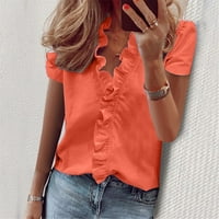 Jesenske košulje za ženske kratkih rukava okruglih vrata kratkih majica Ležerne prilike za ispis Narančasta Žena Bluze