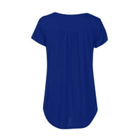 Bazyrey Womens Henley Tops žensko kratki rukav od pune bluze Summer Casual Tunic majice plava 3xl