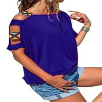 Voguele žene vrhovi čvrsti boja majica kratki rukav TEE praznični pulover Plain tunika bluza narandžasta