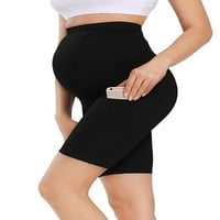 Grianlook Ženske atletičke čvrste boje Yoga kratke hlače džepove Elastični struk Mini pantalane Odbojka Materinstvo Trenuitno Sportske kratke hlače
