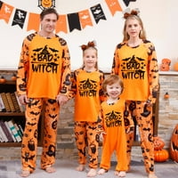 Obiteljski odmor Set za odjeću Halloween Pismo Ispis dugih rukava + bat pantalone za rušenje ROMper