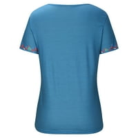 Odeerbi Ljetni casual elegantni vrhovi za žene modna kauzalna bluza za ispis V-izreza kratka rukava majica plava