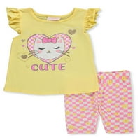 Djevojke ružičaste djevojke 'dvodijelni kitty biciklističke kratke hlače postavljene odjeće - žuti,