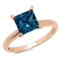 CT briljantna princeza Clear Simulirani dijamant 18k ružičasto zlato pasijans prsten sz 9.75