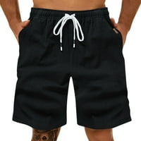 Sanbonepd Ljetni muškarci Pamučne posteljine modnih sportskih hlača ravne noge labave kratke hlače na plaži