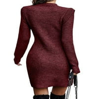 Žene kauzalne mini suknje Petite ženski pleteni pulover rebrasti džemper