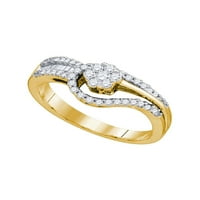 Dijamantna princeza 10kt žuti zlatni okrugli dijamantni cvijet klastera mladenke za vjenčanje za angažman
