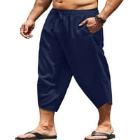 Muškarci dna elastične struke pantalone za strugu Muške staze Capri pant jogger tamno plave s
