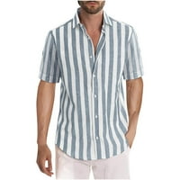 Muške prugaste posteljine majice prema dolje Havajska plaža casual majica s kratkim rukavima, redovito