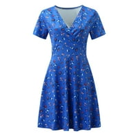 Petort ženske haljine tuničke gornje ljuljačke majice Labava haljina ljetne kratke ruhove casual haljine plava, l