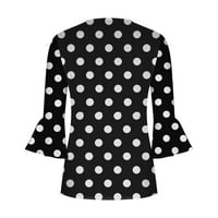 Ženske košulje Žene Ljeto tiskanje Trendi gumb Cardigan rukava s rukavima V izrez Casual Moded Tunic Odjeća za crnoj veličini S