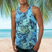 Lilgiuy Muška košulja za muške ljetne 3D digitalne tiskane rezervoare bez rukava za bez rukava