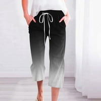 Oalirro nacrtajuće hlače za žene Capri obrezane pantalone Capri gamaše za žene džep crna