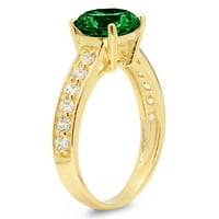 2.18ct okrugli rez zeleni simulirani smaragd 14k žuti zlatni gravirajući izjavu bridalna godišnjica Angažman vjenčanog prstena veličine 7.5
