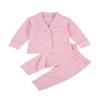 Arvbitana Toddler Baby Girls Boys Noćna odjeća Dugme dugme Dugme Dugme Dugme + vučne hlače Casual Labast Color Pajamas Set 6m-5t