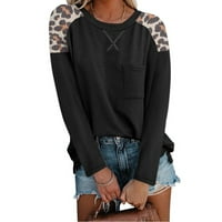 Ženske majice dugih rukava Basic Slim Fit Mekani termički vrhovi Leopard Stitch obrezana o-vrat košulja