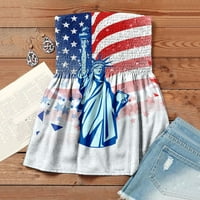 Bvanrty ženske trendi cijevi na vrhu ljetne košulje bez rukava zvijezda i prugasta američka zastava