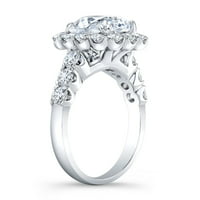 Ženski zajednički prsten za angažman u Karatu sa karatnom prirodnom okruglom blistavom bijelom safirskom centru 2. karata G-vs Diamonds
