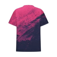 Trendi vrhovi za žene Ženska Crewneck Ležerna majica Tie-Dye Ispiši majicu kratkih rukava TUNIC TOPS Bluze Modne majice za žene, Hot Pink, XXL