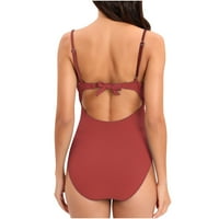 Zkozptok Žene kupaće kostimice na bad za bad od kupaćih kostimi za kupanje bez ikakvog bikinija za mršavljenje V-izrez, lubenica Crvena, XL