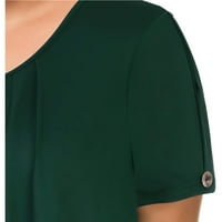 DTIDTPE Bluze za žene, žene čvrste plus veličine C Pleats ruched o-vrat kratki rukav nepravilni majica