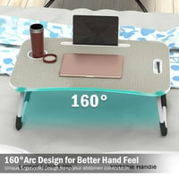 Lazy Laptop Table, Foldable Laptop Bed Desk with Legs, Portable Laptop Bed Tray with iPad Slots, Small
