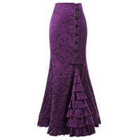 Simu Black suknja za žene suknje Bodycon Vintage Fishtail Style Retro punk duga suknja rufff ženska suknja za žene plus veličinu