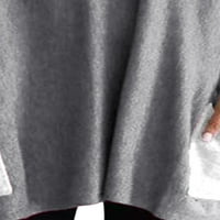 Žene tiskane džepove dugim vrhovima dugih rukava okrugla vrata labava rastezljiva majica