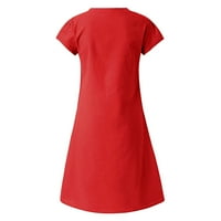 Advoicd Fringe haljina Ženska ženska ljetna prugasta majica kratkih rukava haljina casual kravata sa džepovima crvena 5xl