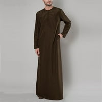 Wozhidase s dugim rukavima za muškarce Ležerne prilike sa labavim arapskim dubaim rub s dugim rukavima majica s dugim rukavima Muns majice Brown XXXXL