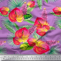 Soimoi Rayon Crepe od listova tkanine, lakeleaf i lupine cvjetne tkanine otiske sa dvorištem širom