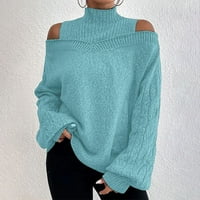 Ženska modna kornjača sa ramena džemperi Elegantna jesen zima pleteni džemper debeli pulover Dukseri