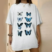 Printxy Womens T majica Ležerne prilike za bluzu za rame za bluzu Butterfly Graphic Print Pulover Ljeto
