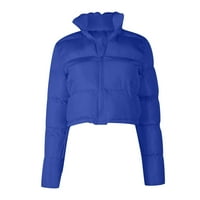 Sklapanje s dugim rukavima tople jesene jakne za žene čišćenje plave veličine l