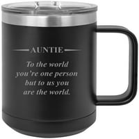 Teta - svijetu ti si jedna osoba, ali za nas su vam svjetski čelični vakuum izolirani OZ ugravirana putna šolja za kavu sa klizačem, crna