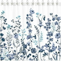 Cvjetni biljni akvarel cvjetni tuš za tuširanje sa kukicama Teal i plava boemska kupatilo Kupatilo Kade