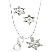 Delight nakit silvertni psalm 139: Infinity znak srebrne tone snježne pahulje šarm ogrlice i naušnice