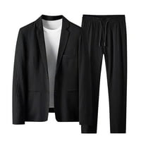 Ketyyh-Chn Mens Blazers Casual Button Dugi rukav Blazer 3xl, Crna