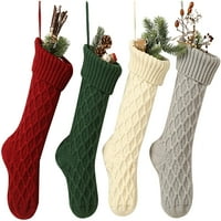Kabelske pletene božićne čarape, veliki personalizirani kamin viseći čarape za božićne ukrase