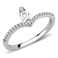 Ženski srebrni prstenovi visoko polirani prsten od nehrđajućeg čelika sa AAA razredom CZ u CLEAR DA237
