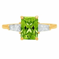 2. CT Sjajni smaragdni rez prozirni simulirani dijamant 18k žuto zlato Trobotan prsten sz 11