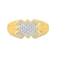 Zlatna zvjezdica 10kt Žuta zlatna muška okrugla Diamond Diagonal ofset kvadratni prsten CTTW