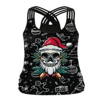 Sanviglor Women Božićni tenkovi Halloween T košulje Crew Neck Ljeto TOP COMFY bluza Beach Camisole Black