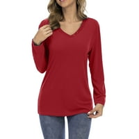 Ženske majice Jesen modne majice s dugim rukavima Casual gumb Dugi rukav V bluza za bluzu majica Tunički
