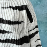 Holloyiver ženske pletene usjeve dame modni labavi okrugli vrat dugih rukava nepravilna pruga boja blokirani džemper najbolji pulover džemperi