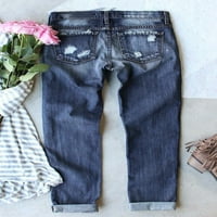 Eytino Womens Ripped Boyfriends Jeans Nestrpljivi rastezljive mršave traperice Visoki porast patchwork